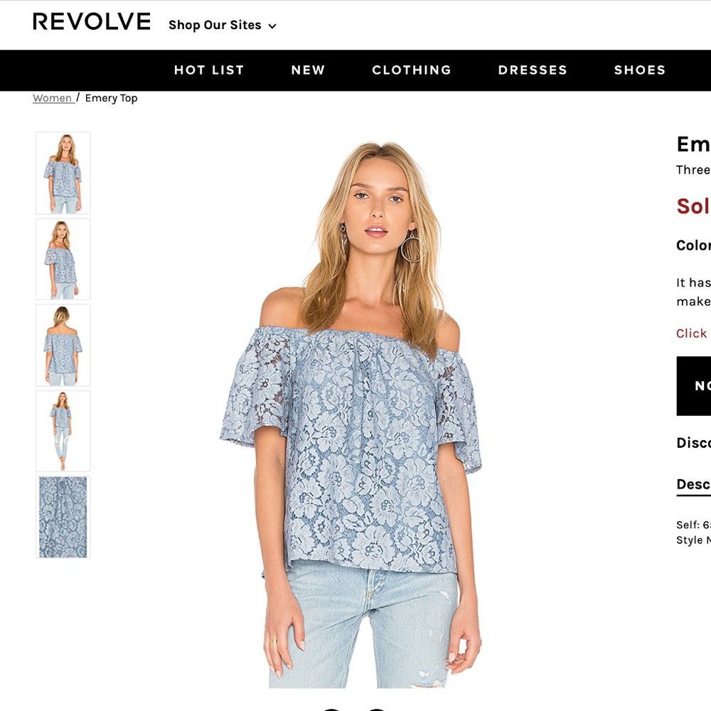 Revolve Blue Off-the-Shoulder Top (XS)